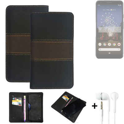 K-S-Trade Handyhülle für Google Pixel 3a XL, Handyhülle + Kopfhörer Schutzhülle Walletcase Bookstyle Tasche