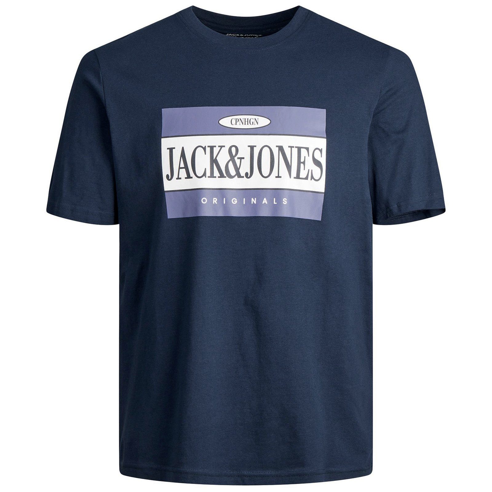 T-Shirt Größen Jones Große Herren & Retro-Print Rundhalsshirt Jack navy cooler Jack&Jones