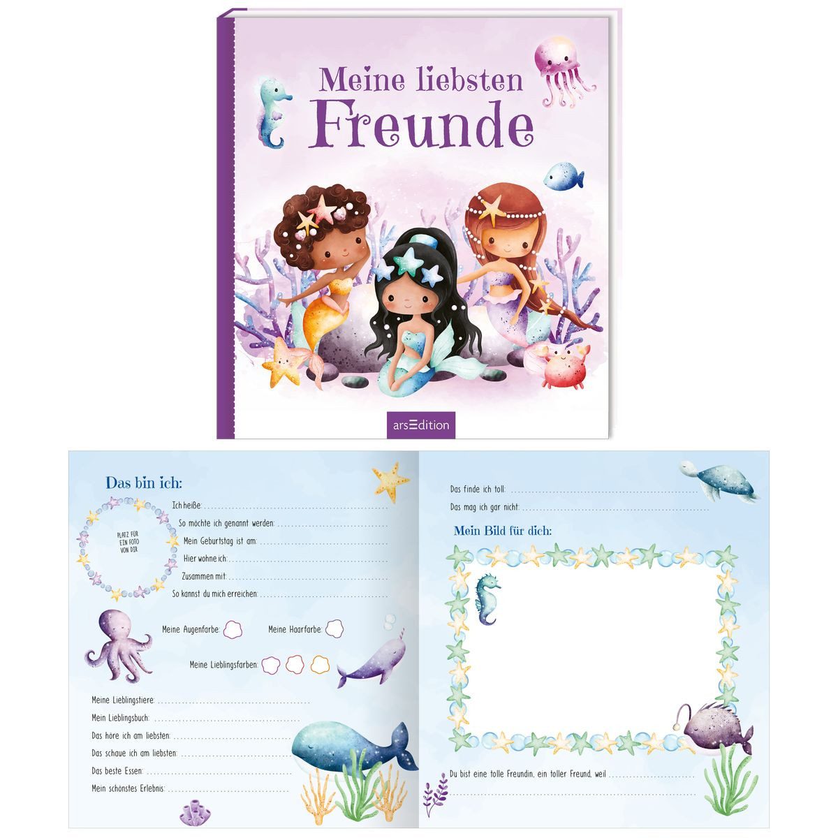 arsEdition Verlag Malstift arsEdition Freundebuch Meine liebsten Freunde Meerjungfrau