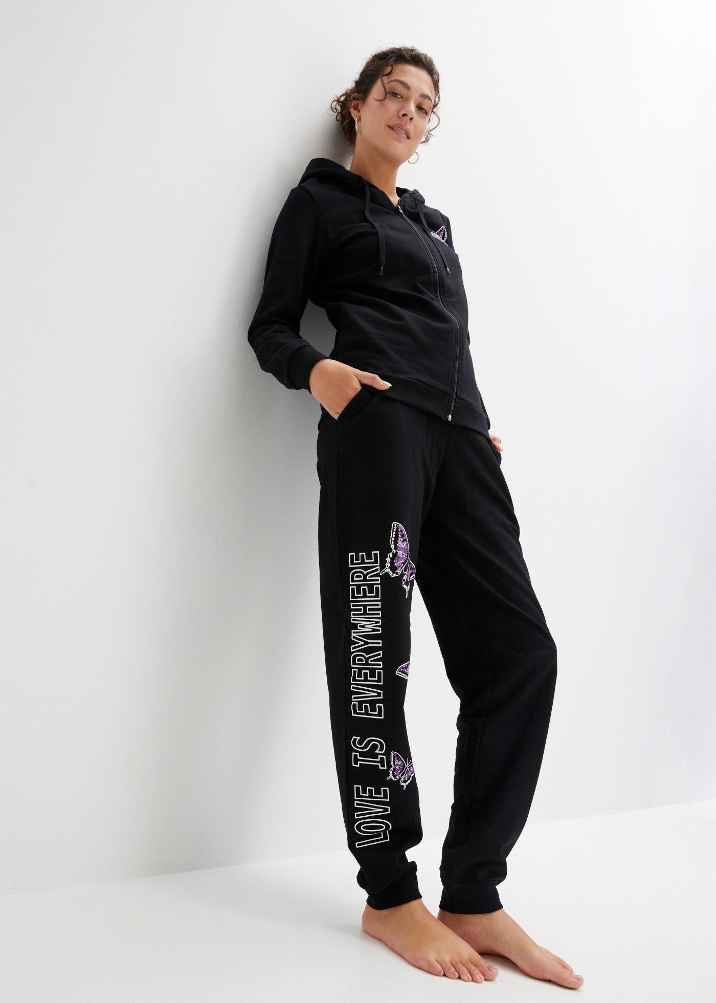 bonprix Hausanzug (Set) aus Baumwolle, Loose Fit, mit Bindeband, im Casual-Stil