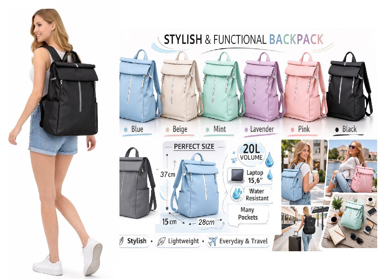 Antonio Cityrucksack Antonio Urban Line Rucksack extra leicht 600 g modischer