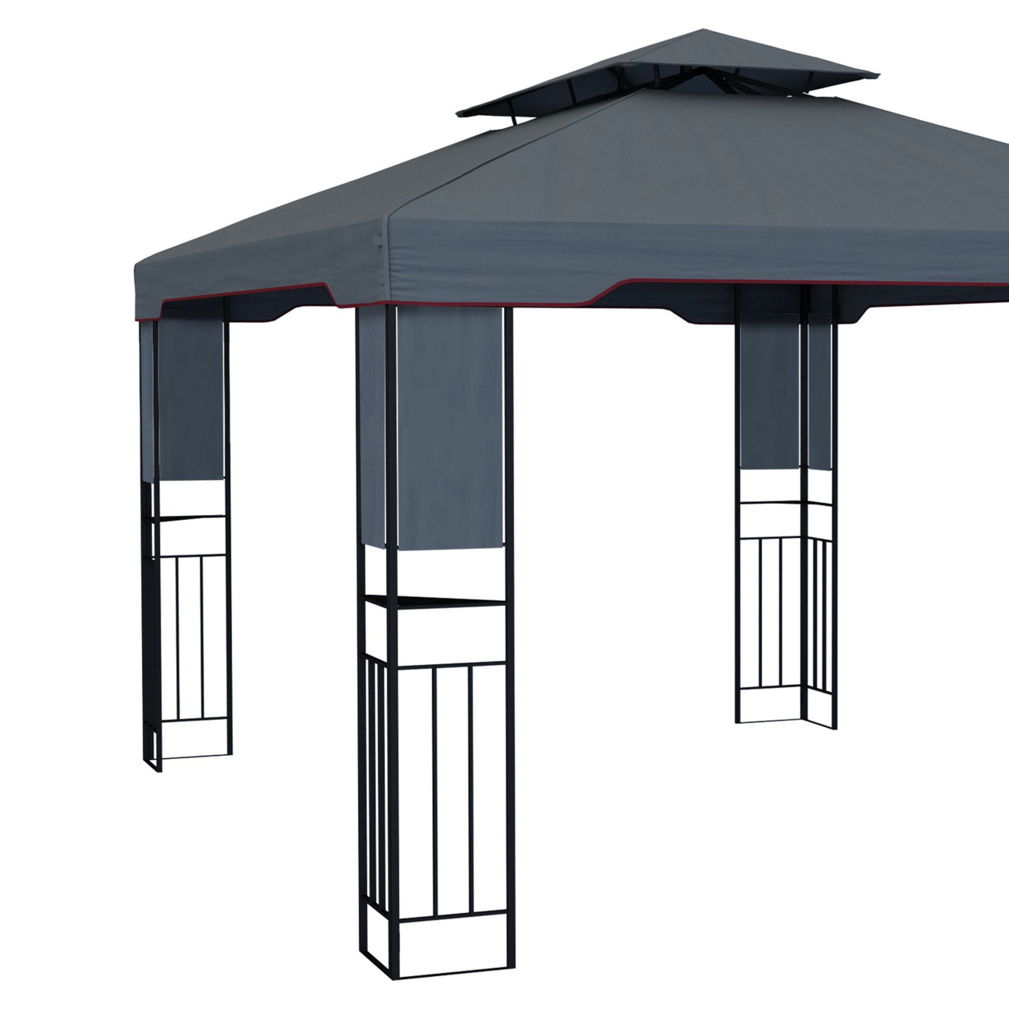 paramondo Pavillon Gartenpavillon 4x3m Deluxe Pavillon Outdoor stabil Anthrazit, Doppel Dach, UV 50+, Erdnägel Set, leicht demontierbar