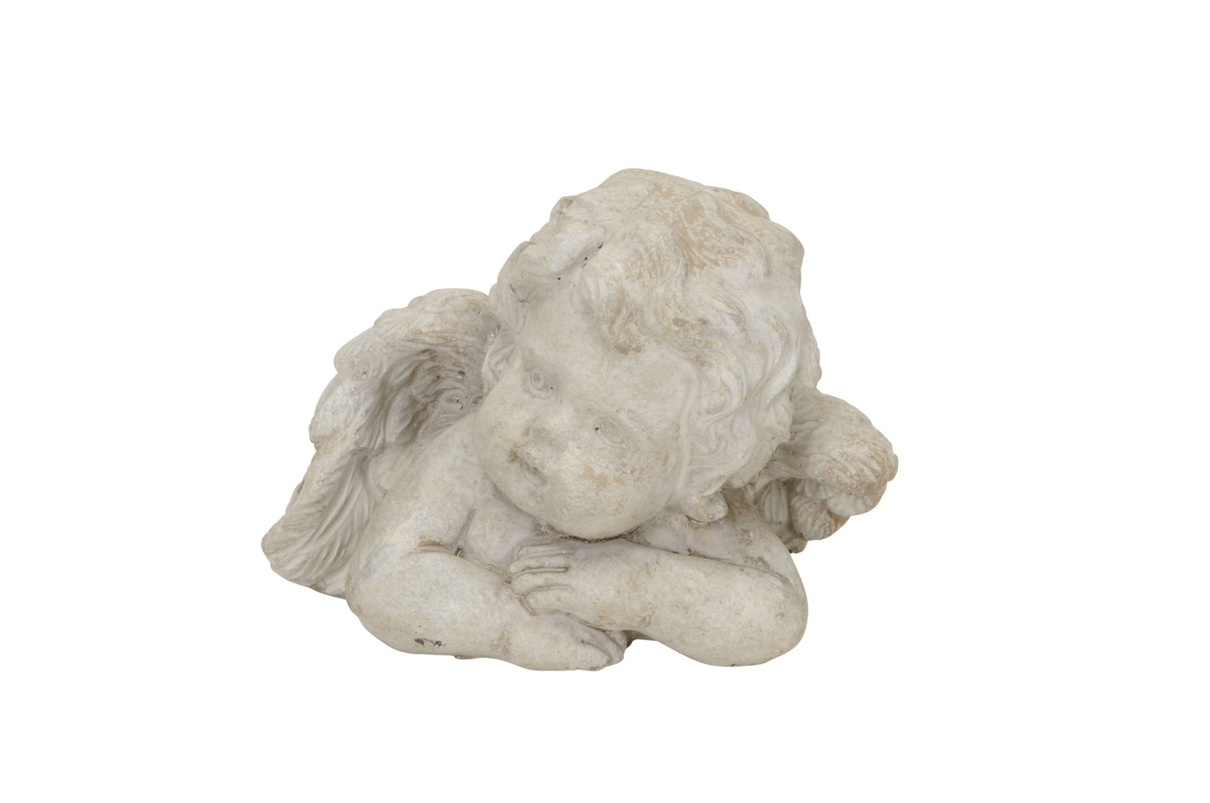 Engelfigur 2x Engel Zement StoneArt creme Skulptur Ø13,5x10cm H10cm