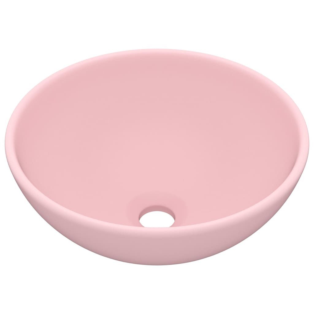 vidaXL Раковины Раковины Badezimmer Aufsatzwaschbecken Rund Matt Rosa 32,5x14 cm Ke