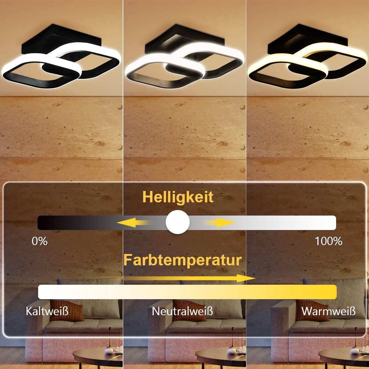 oyajia Deckenleuchte Schwarz LED Deckenleuchte, 12W/16W günstig online kaufen