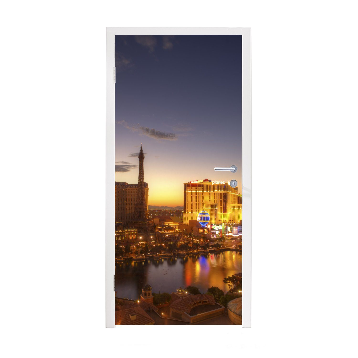 MuchoWow Türtapete Las Vegas - Abend - Sonnenuntergang, Matt, bedruckt, (1 St), Fototapete für Tür, Türaufkleber, 75x205 cm