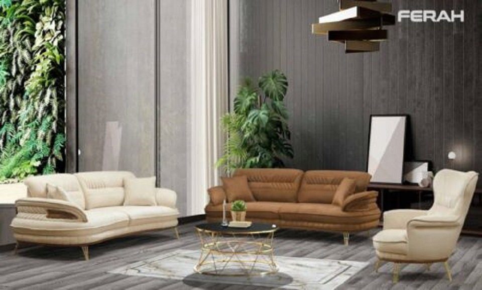 JVmoebel Sofa Luxus Design, Sessel Sofagarnitur Made Sofas Sitzer Klassisches Sofa in Europe 3+3+1