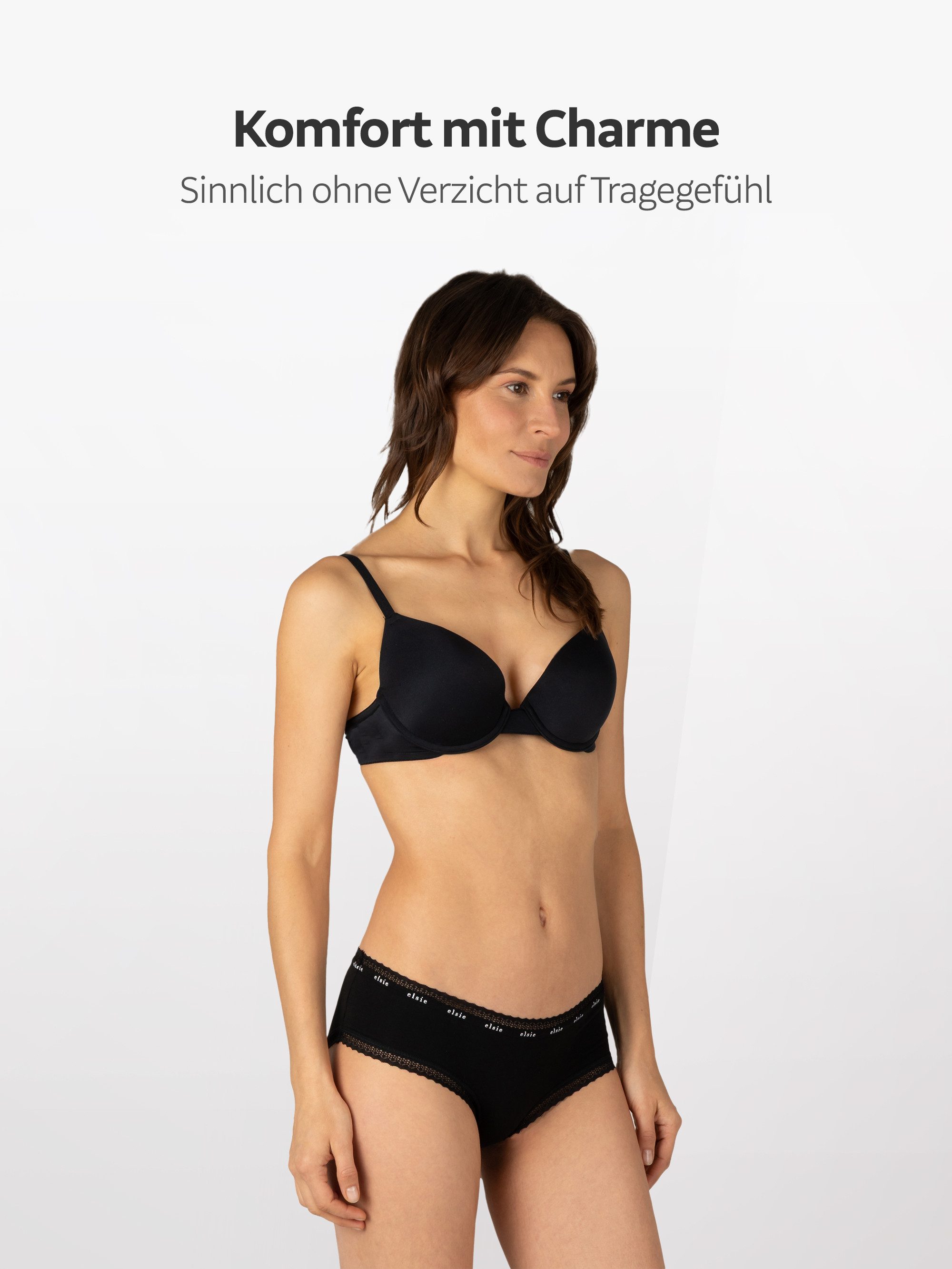 Elsie Panty mit Spitze Unterhosen Damen Slip - Stretch Baumwolle (Packung, 5-St., 5er-Packung) unsichtbar unter deiner Kleidung - Frauen Unterwäsche Hipster Short