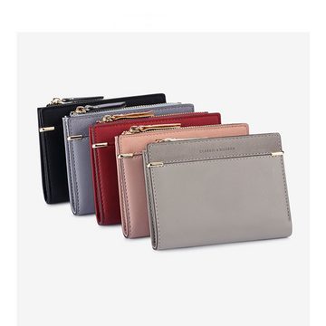 Mrichbez Brieftasche Kompaktes Portemonnaie für Frauen, Glattem und Weichem (1-tlg), Bi-Fold Buckle Zip Geldklammer