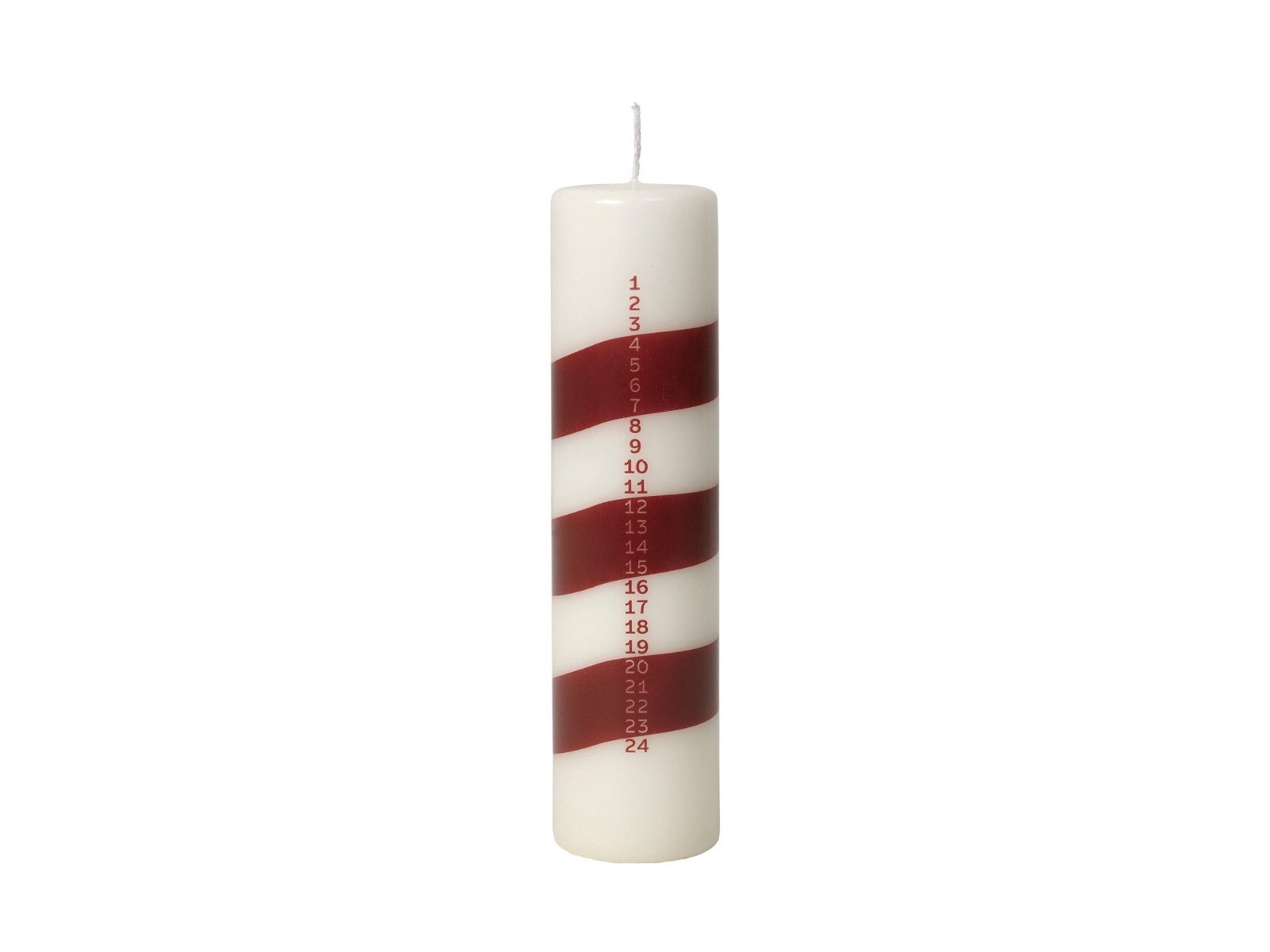 Broste Copenhagen Duftkerze Linea Kalenderlicht off white/burgundy 20cm