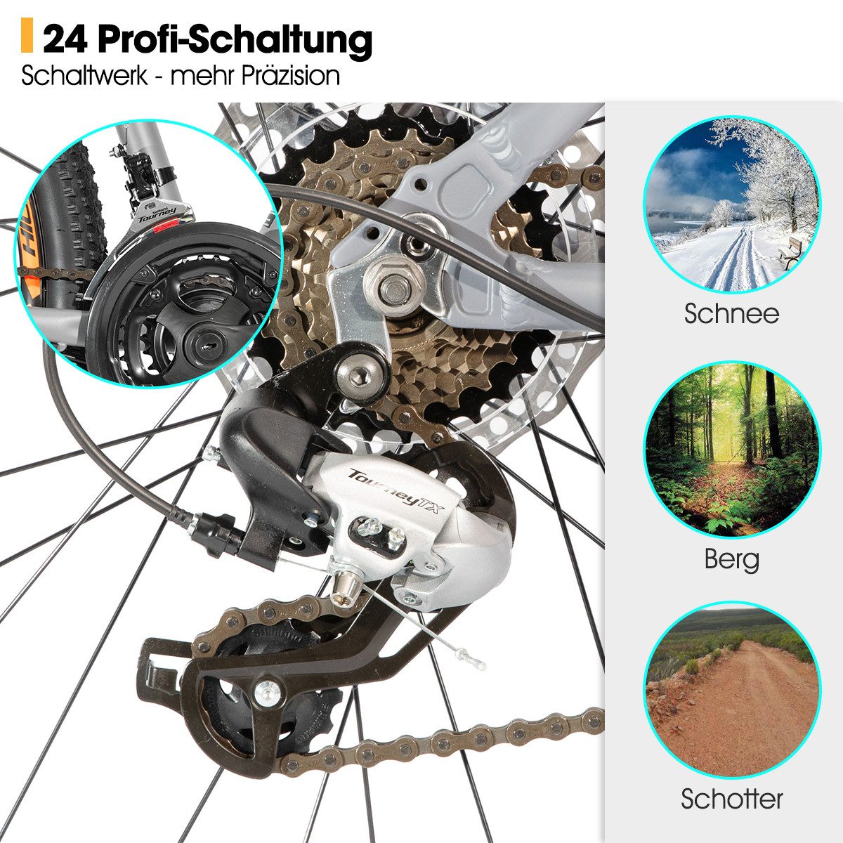 HILAND Mountainbike 27.5 Zoll Offroad-MTB für Erwachsene, Männer und Frauen, 24 Gang, 24 Gänge, leichter Aluminiumrahmen, hydraulische Scheibenbremsen