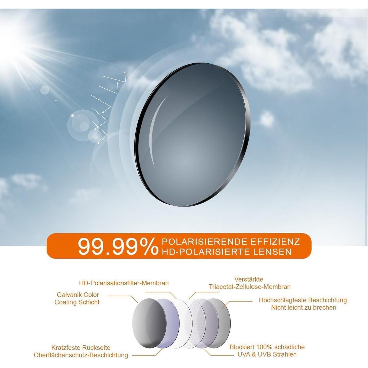 LuxusKollektion Monoscheibensonnenbrille Sportbrille Herren Damen Polarisierte UV400 Fahrrad Angeln Weiß Rot