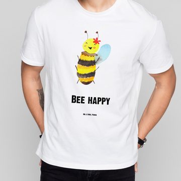 Mr. & Mrs. Panda T-Shirt Biene Happy - Weiß - Geschenk, Tshirt, Lustiges T-Shirt, Party, Wespe (1-tlg)