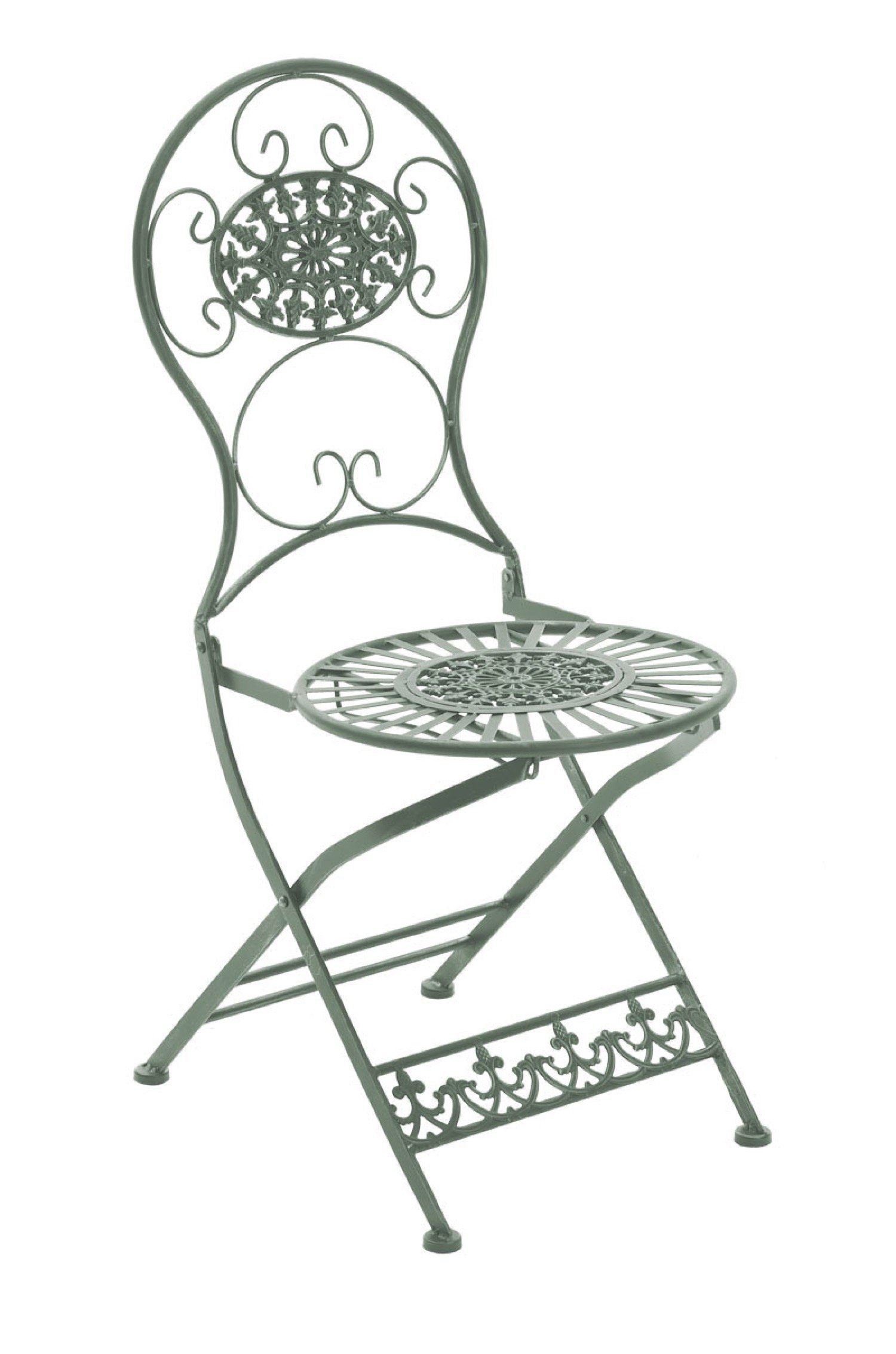 - stabiler Gartenstuhl 91.5cm 1 und TPFGarden Eisen, - 43 Farbe: aus Maße Terrasse Metallstuhl handgefertigtem St), x Moni Balkon, (Hochwertiger Balkonstuhl, für 50 (TxBxH): Garten, x antik-grün Klappstuhl -