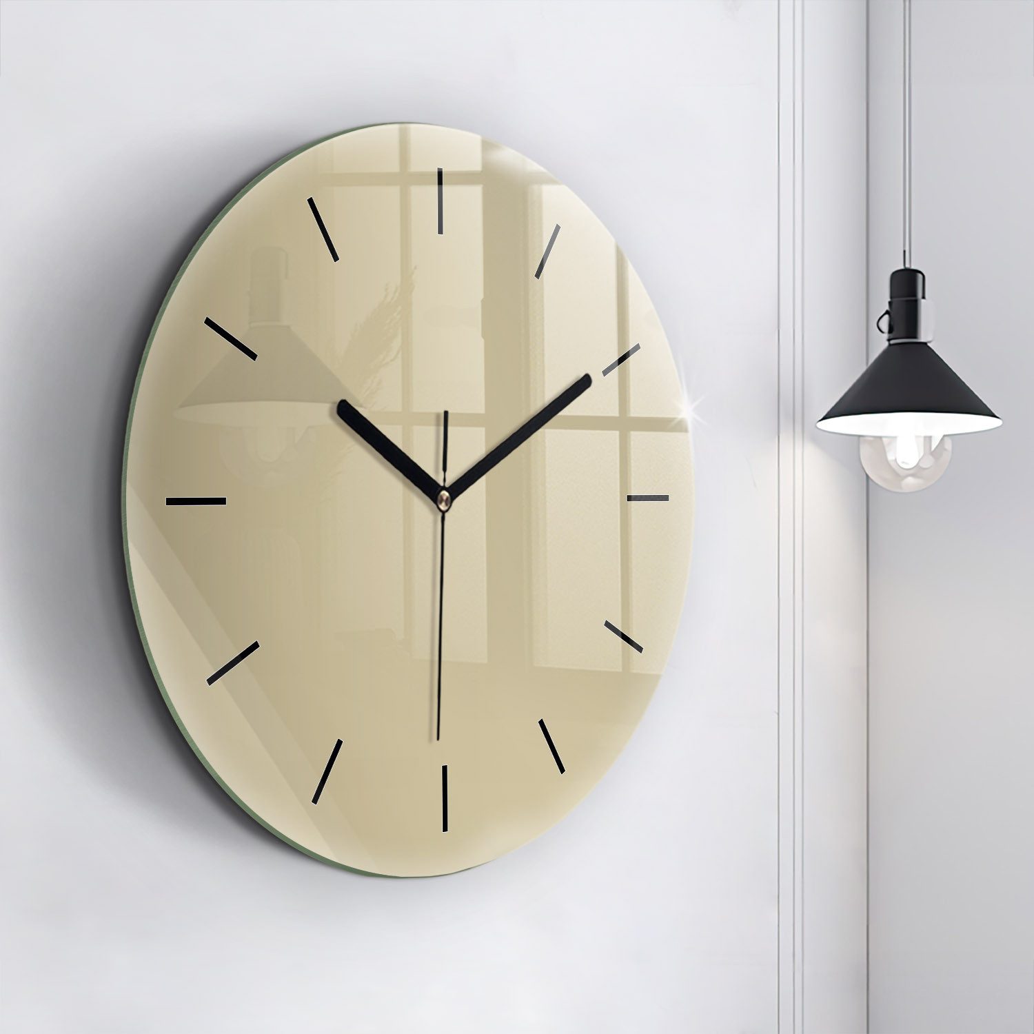 Tulup Wanduhr Wanduhr Glasrunde Uhr Moderne Glaswanduhr 60cm Uhr aus Gehärtetem Glas