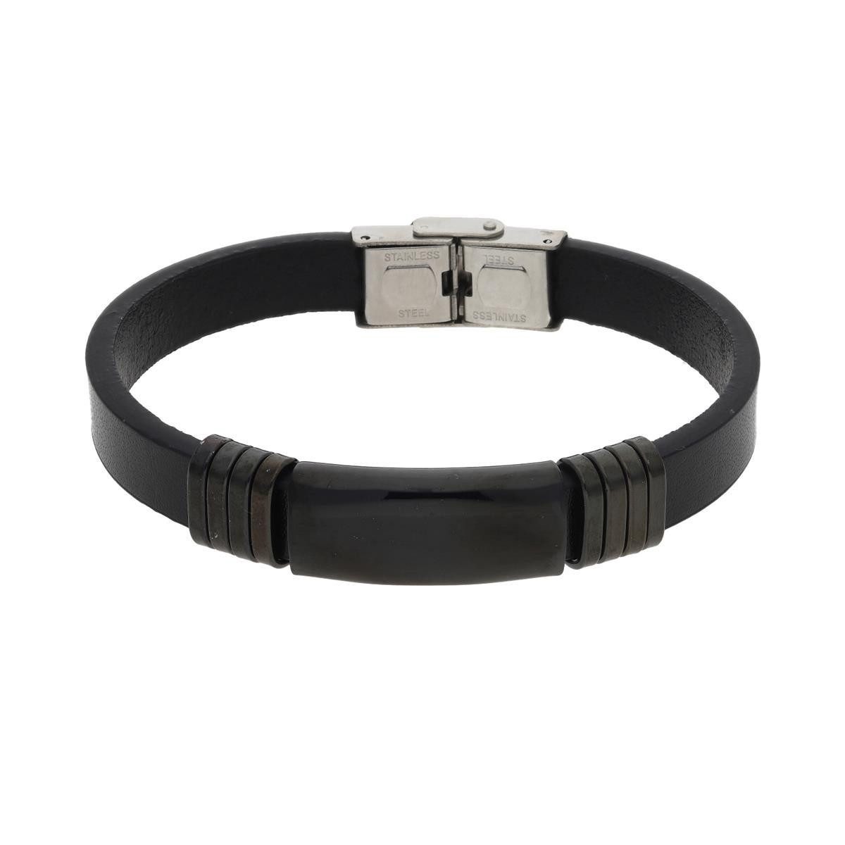 Lederarmband JuwelmaLux Armband Leder Edelstahl Ionen schwarz plattiert JL45-03-004