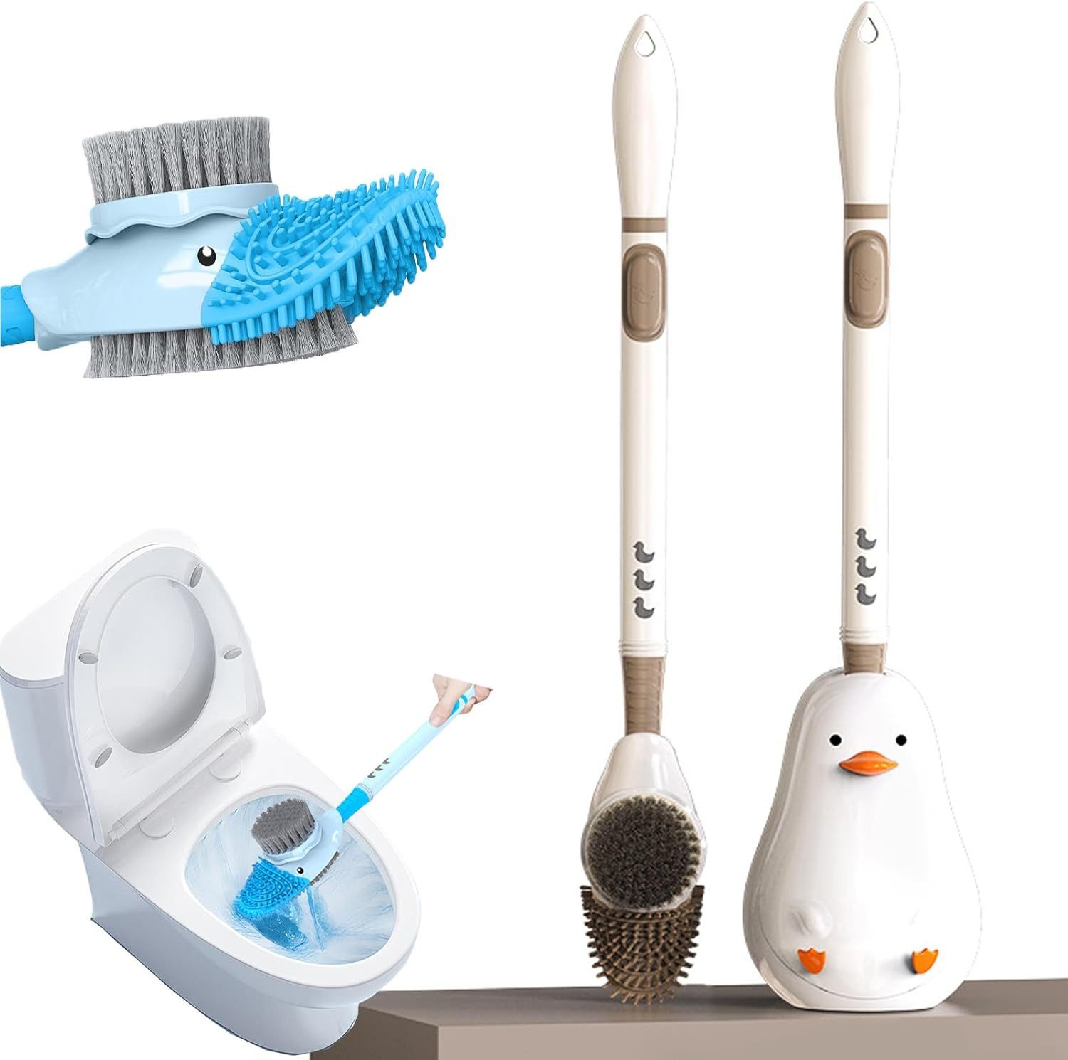 Happy Home Reinigungsbürste Silikon-Tauchenten Toilettenbürsten Reinigungsbürste Halterung
