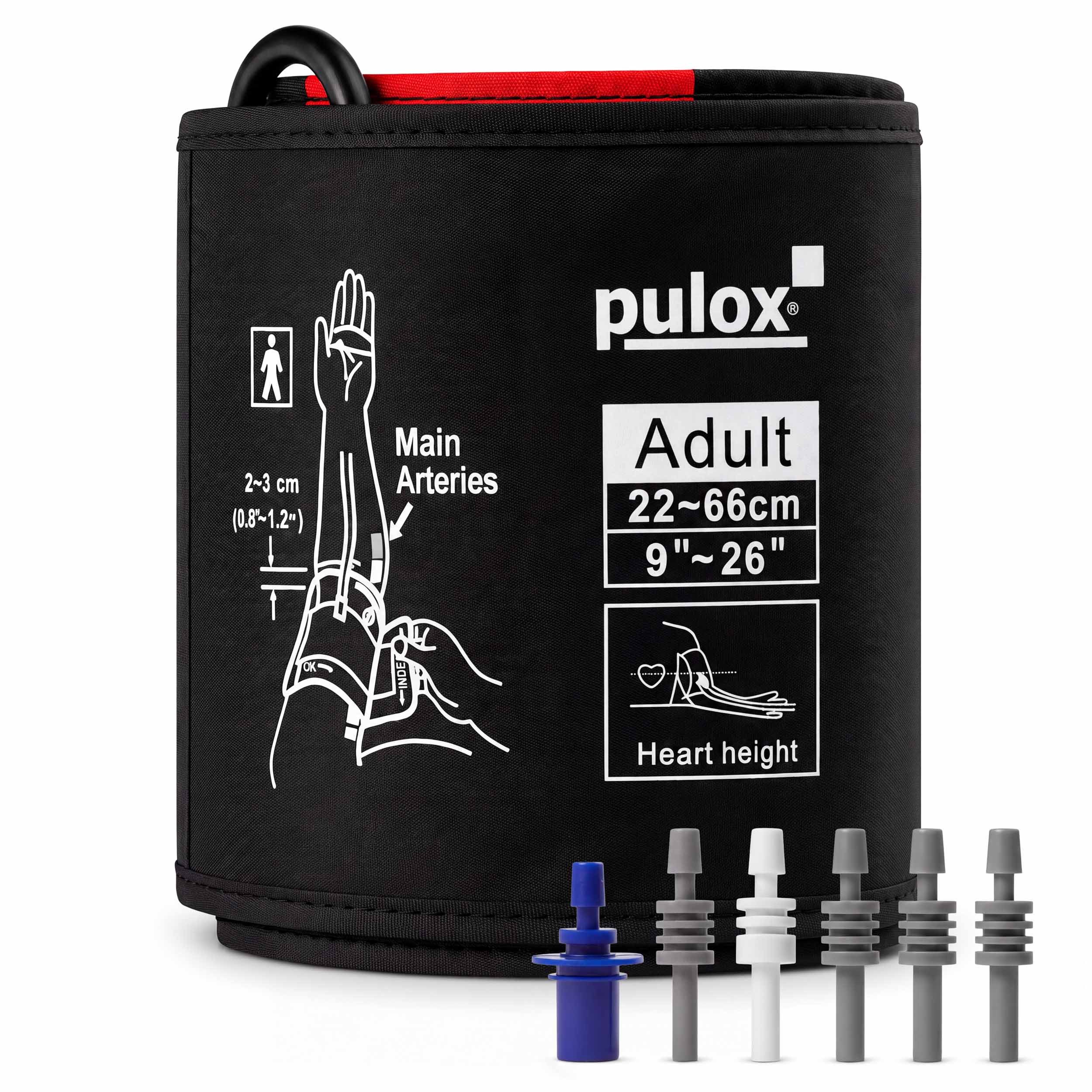 pulox Blutdruckmessgerät Blutdruckmanschette 22-66 cm Universal Einschlauch + 6 Adapter