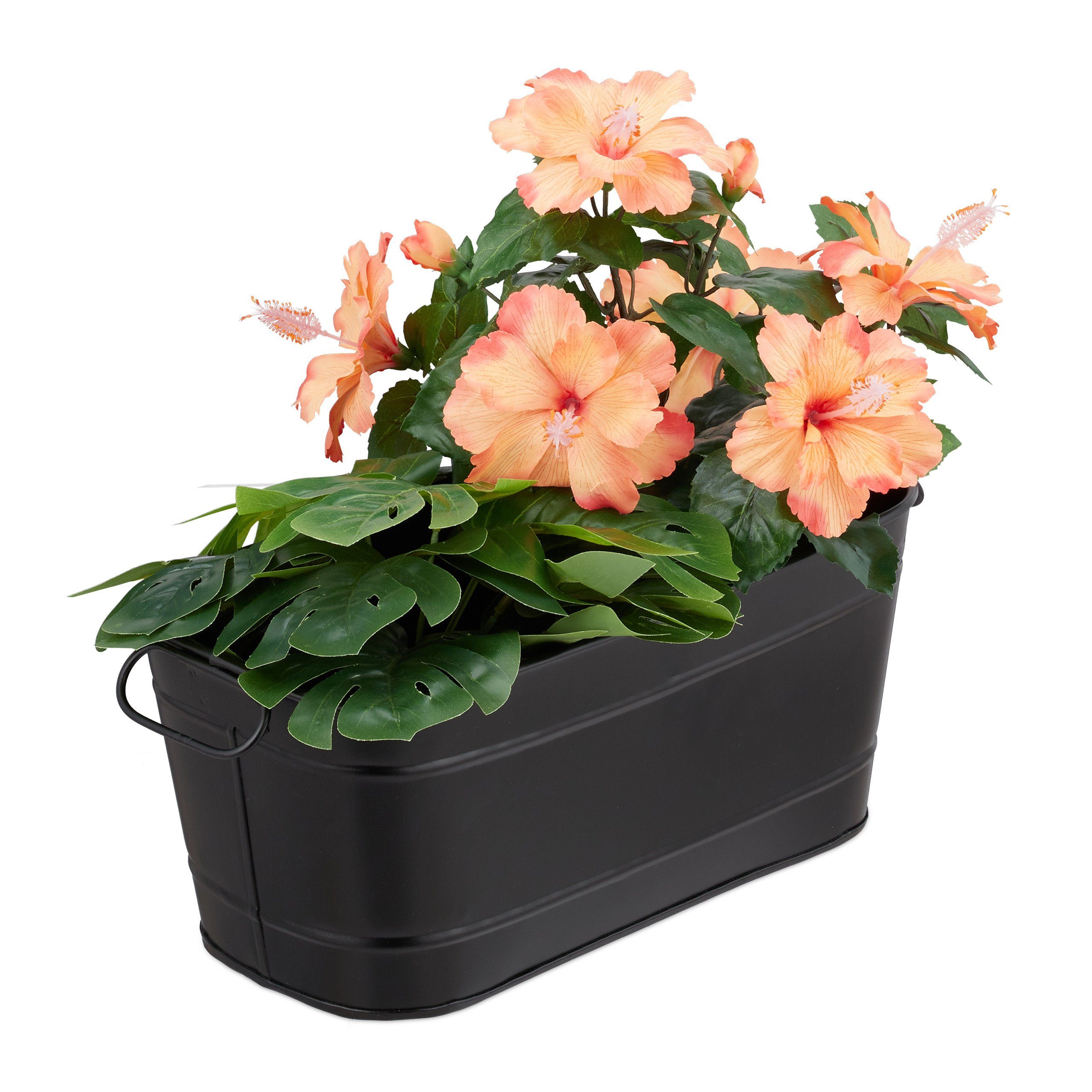 relaxdays Blumenkasten Metall, Schwarz günstig online kaufen