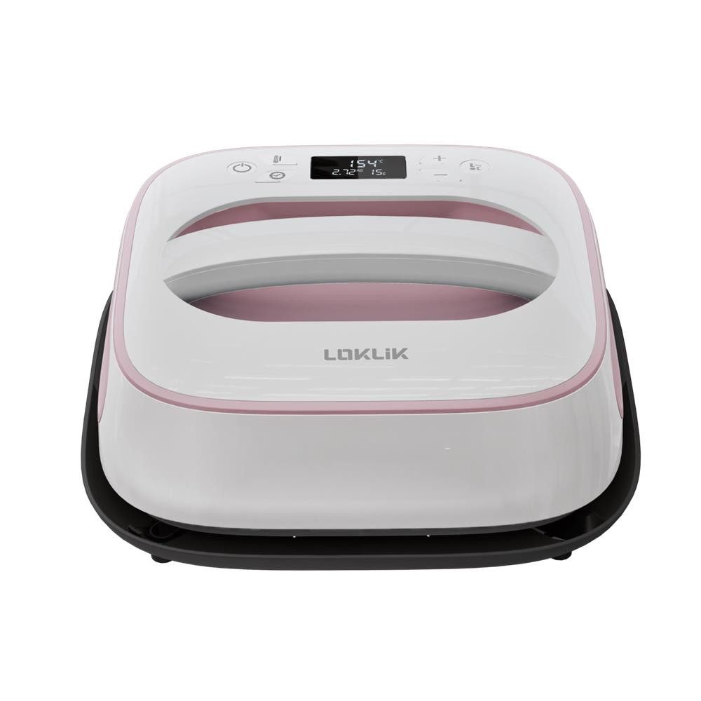LOKLIK Reisebügeleisen Easy Heat Press weiß pink, Transferpresse, 25,5 x 25,5 cm, Thermopresse