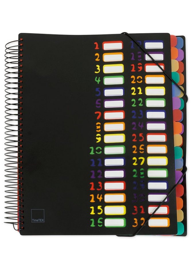 TimeTEX Fächermappe Tisch-Fächermappe 1-32 A4, farbig mit Verschlussgummi