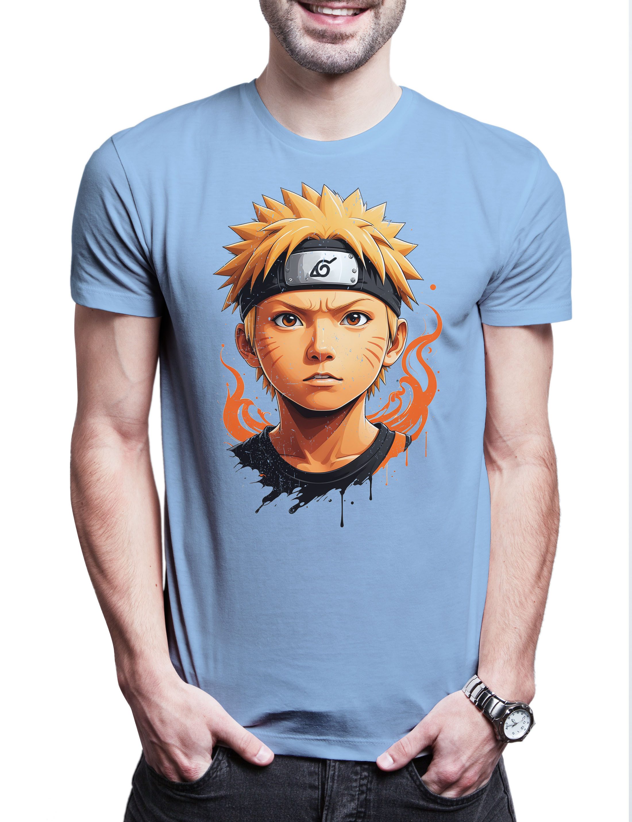 Print-Shirt Anime Ninja Portrait Herren T-Shirt Shinobi System Naruto Dattebayo