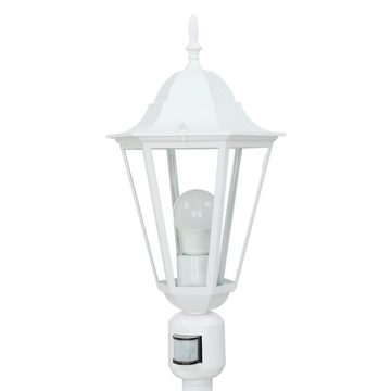 Licht-Erlebnisse Außen-Stehlampe BRISTOL, ohne Leuchtmittel, Wegeleuchte mit Bewegungsmelder IP44 Weiß Garten Laterne Außenlampe
