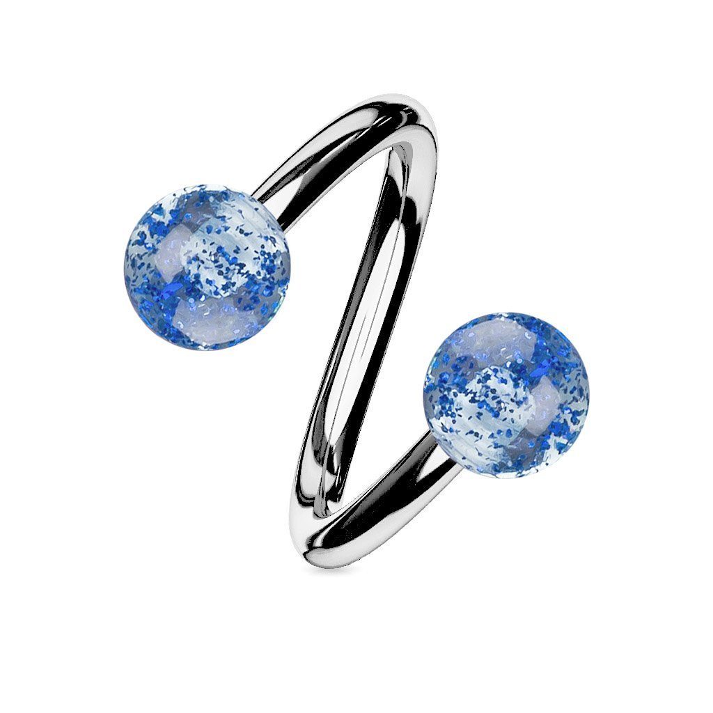 VIVA-ADORNO Piercing-Set viva-adorno Piercing-Set Lippenpiercing Spirale Twist Labret Glitzer Kunststoff Glitter Kugeln Edelstahl Ohrpiercing mehr