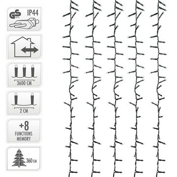 ECD Germany LED-Lichterkette Christbaumschmuck LED 36m weiß 1800 LED Birnen