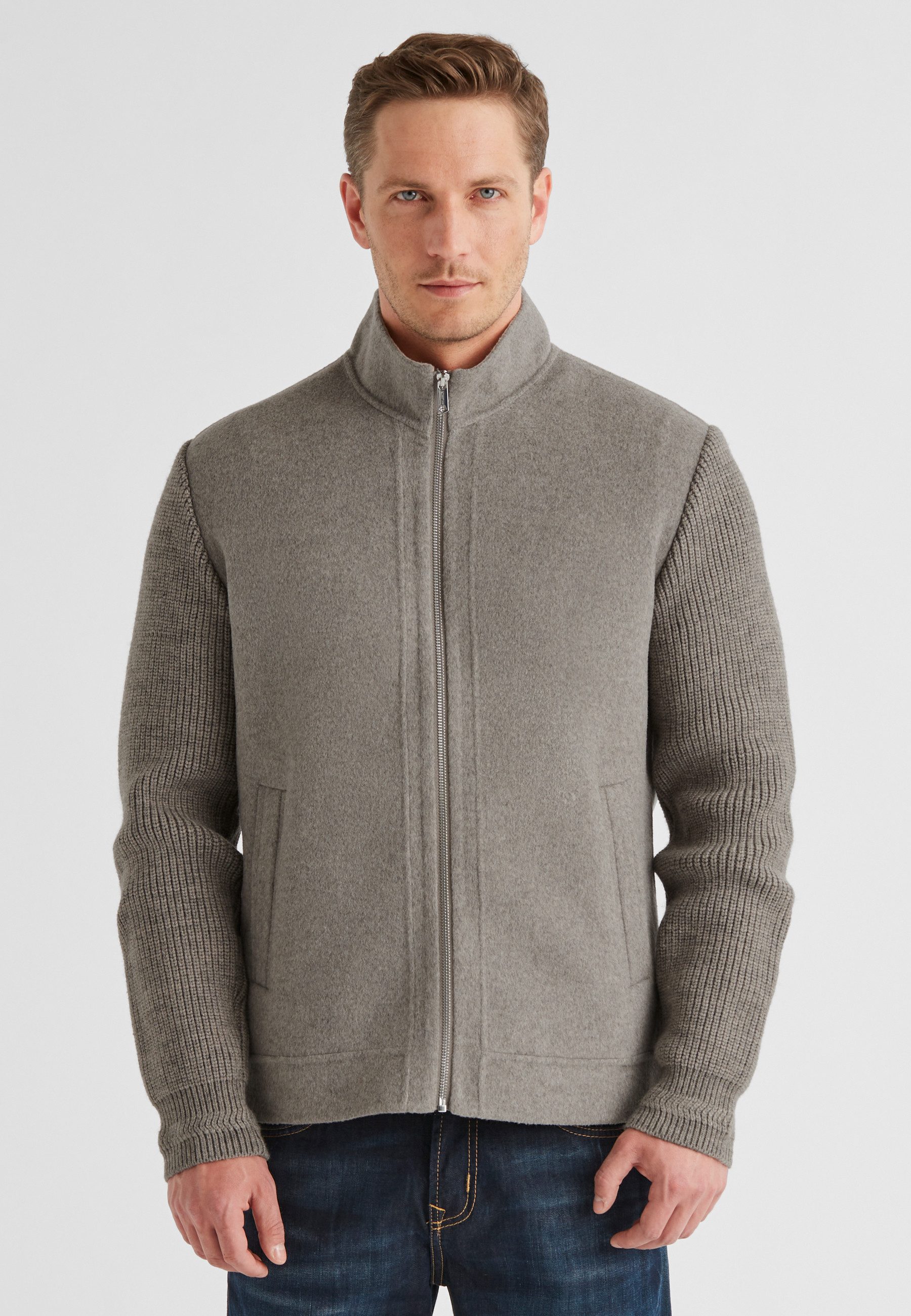 Wolljacke MSKennedy Herren klassisch Reißverschluss