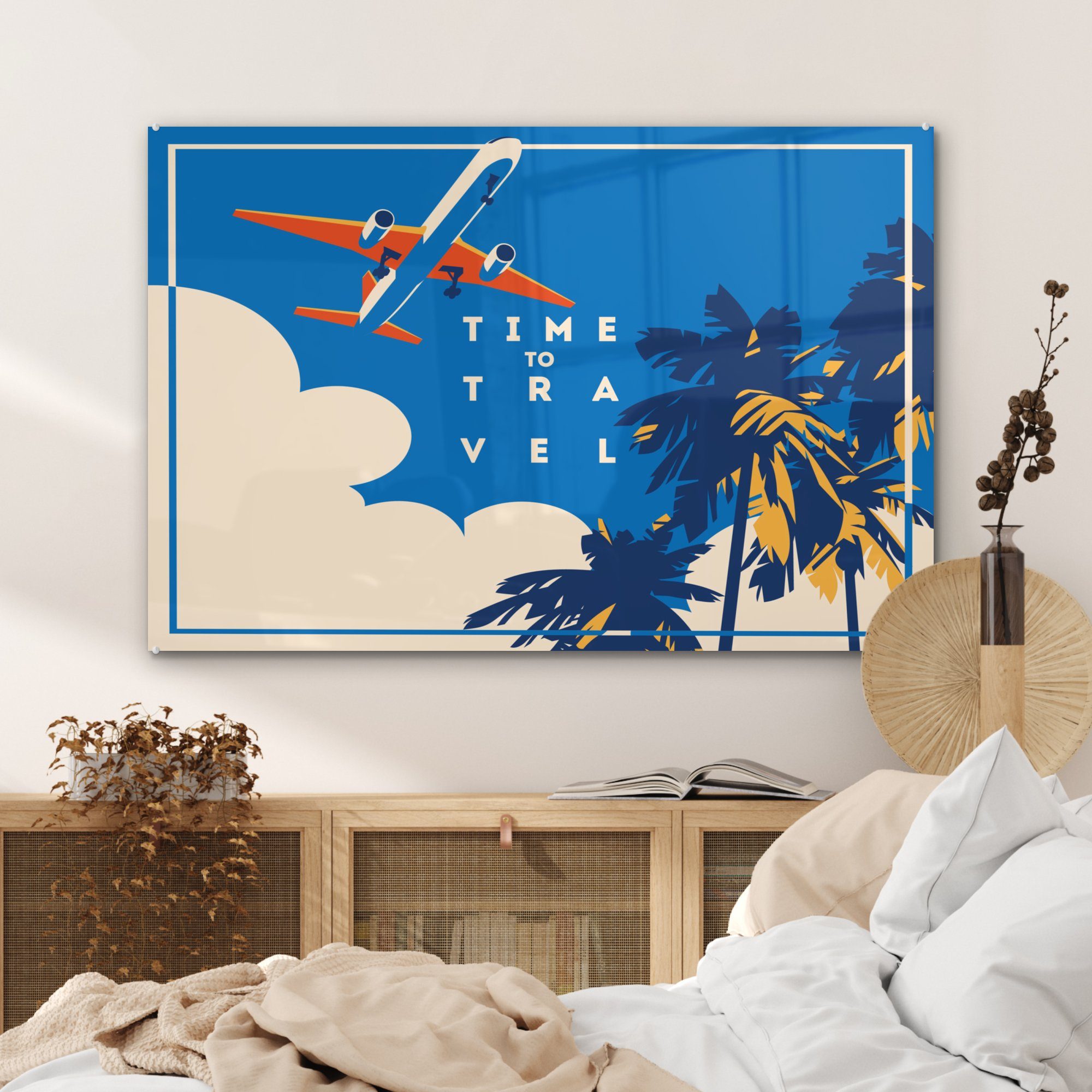 Acrylglasbild Wohnzimmer Flugzeug - Urlaub & (1 Zitat, Schlafzimmer MuchoWow - St), Acrylglasbilder