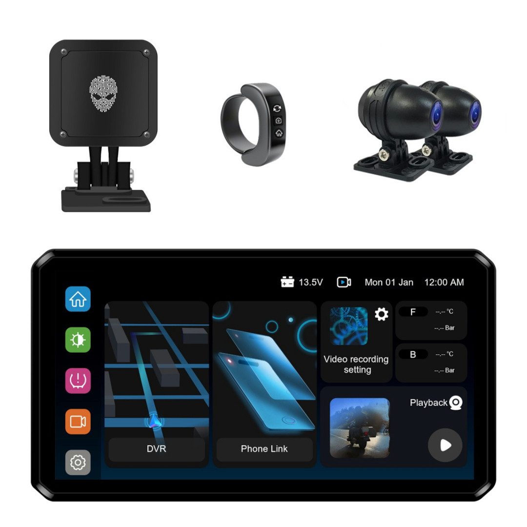 FC-Moto M2S Motorrad Multimediasystem + Kameras + Wave-Radar Motorrad-Navigationsgerät (Wasserdicht wasserdichte)