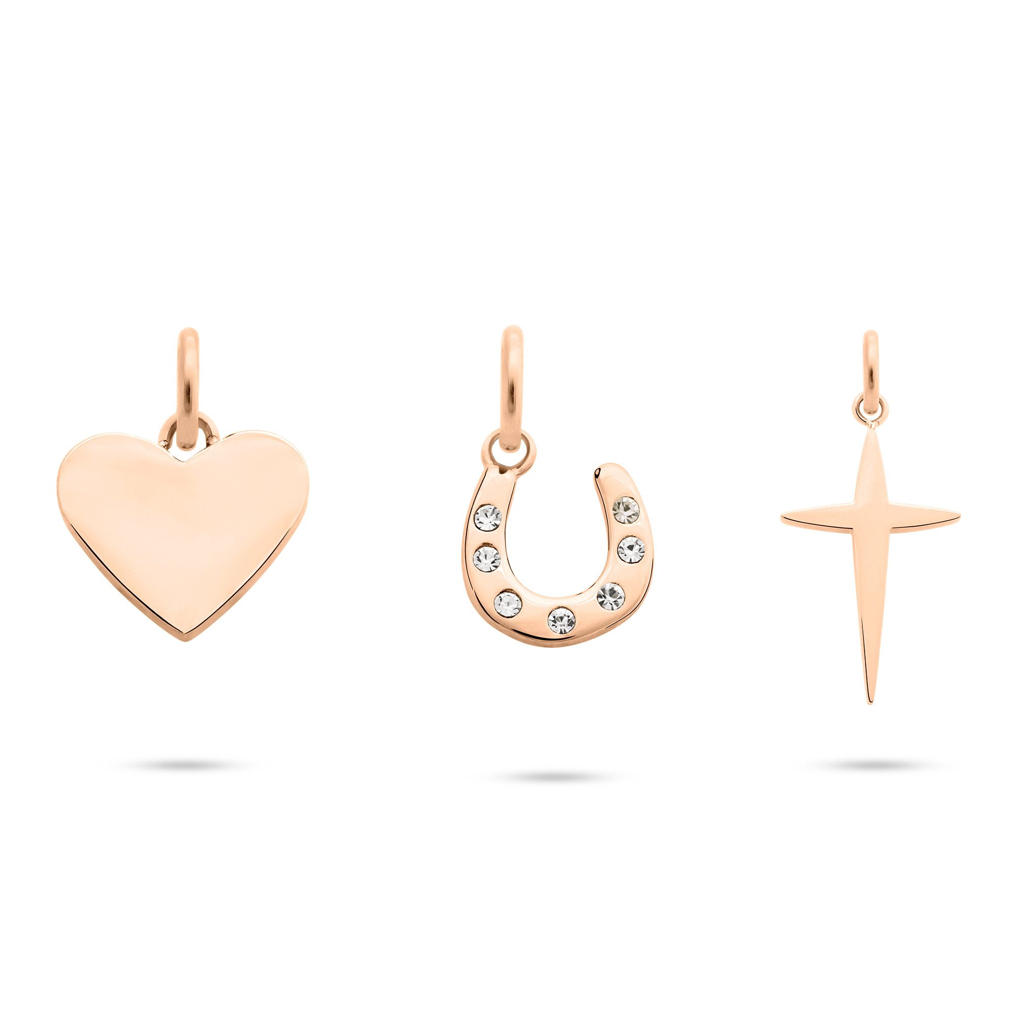 Tamaris Anhänger Set Schmuck Geschenk 3er Anhänger Bundle Herz, Hufeisen, Kreuz (Set, 3-tlg), mit Glasstein