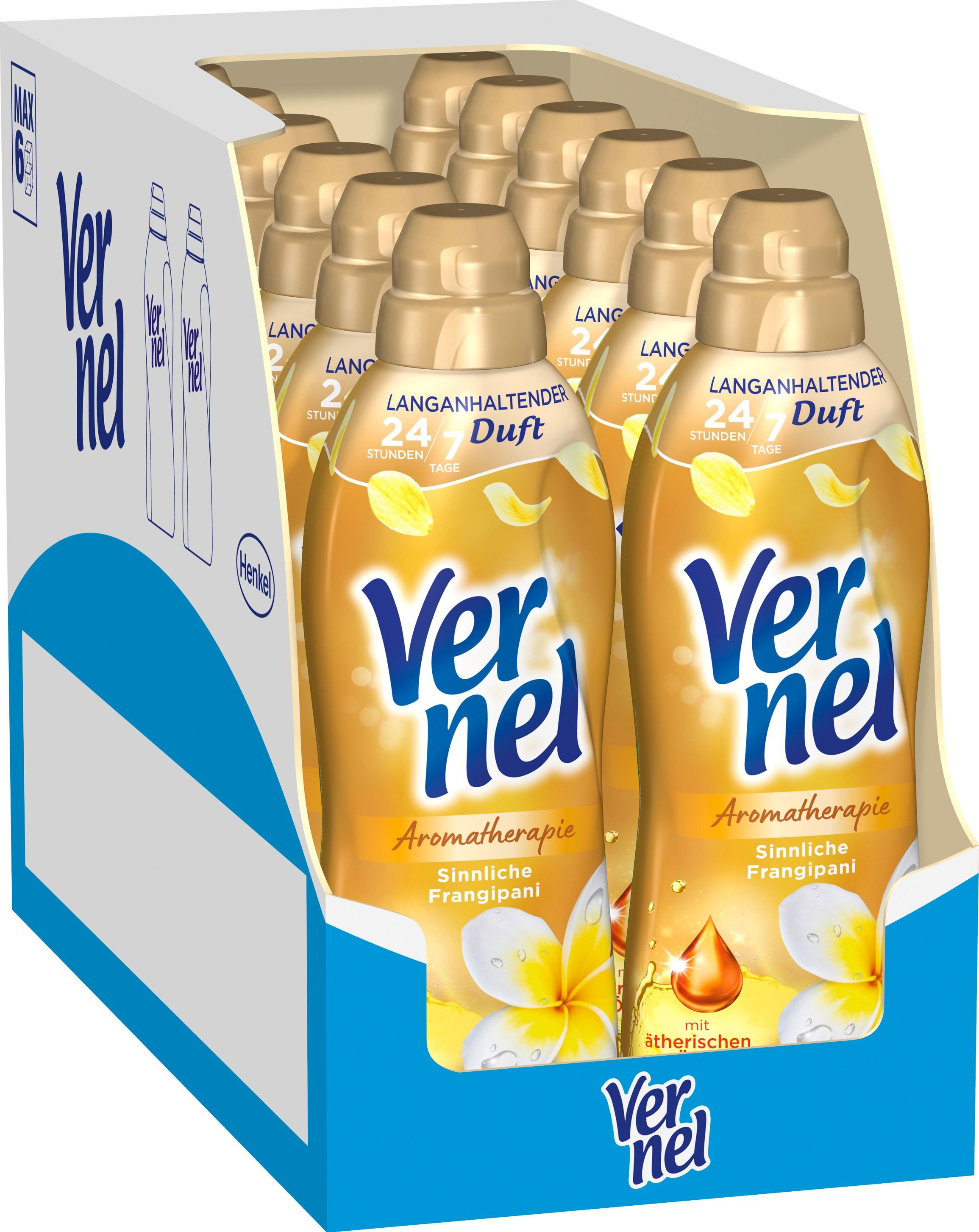 Vernel Aromatherapie Sinnliche Fragipani 12 x 37 WL (444WL) Weichspüler (Vorratspack, [12-St. mit ätherischen Ölen)