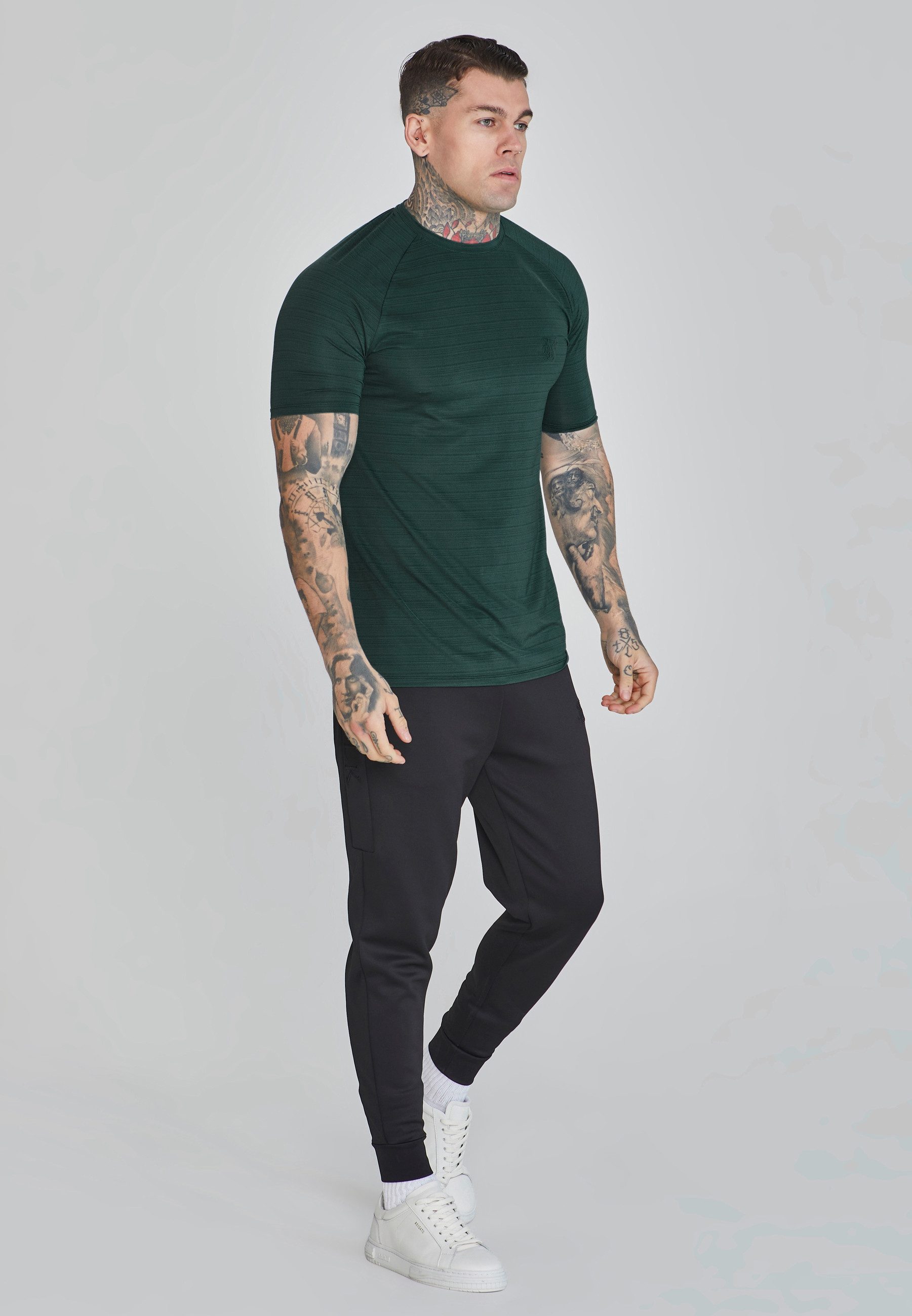 Siksilk T-Shirt SikSilk Herren Grünes Muscle Fit T-Shirt
