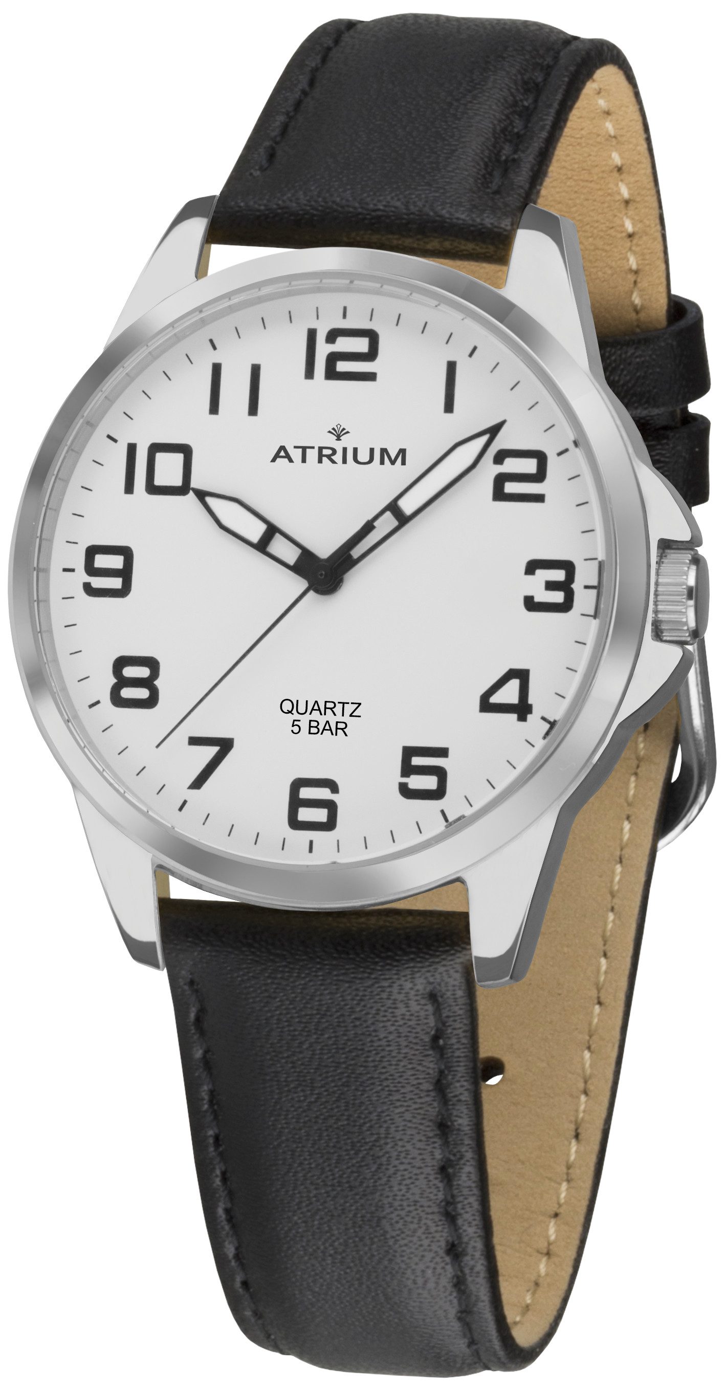 Atrium Quarzuhr A48-10 Herren Armbanduhr Lederband, analog klassisch schlicht modern deutlich Geschenk Ø 38 mm