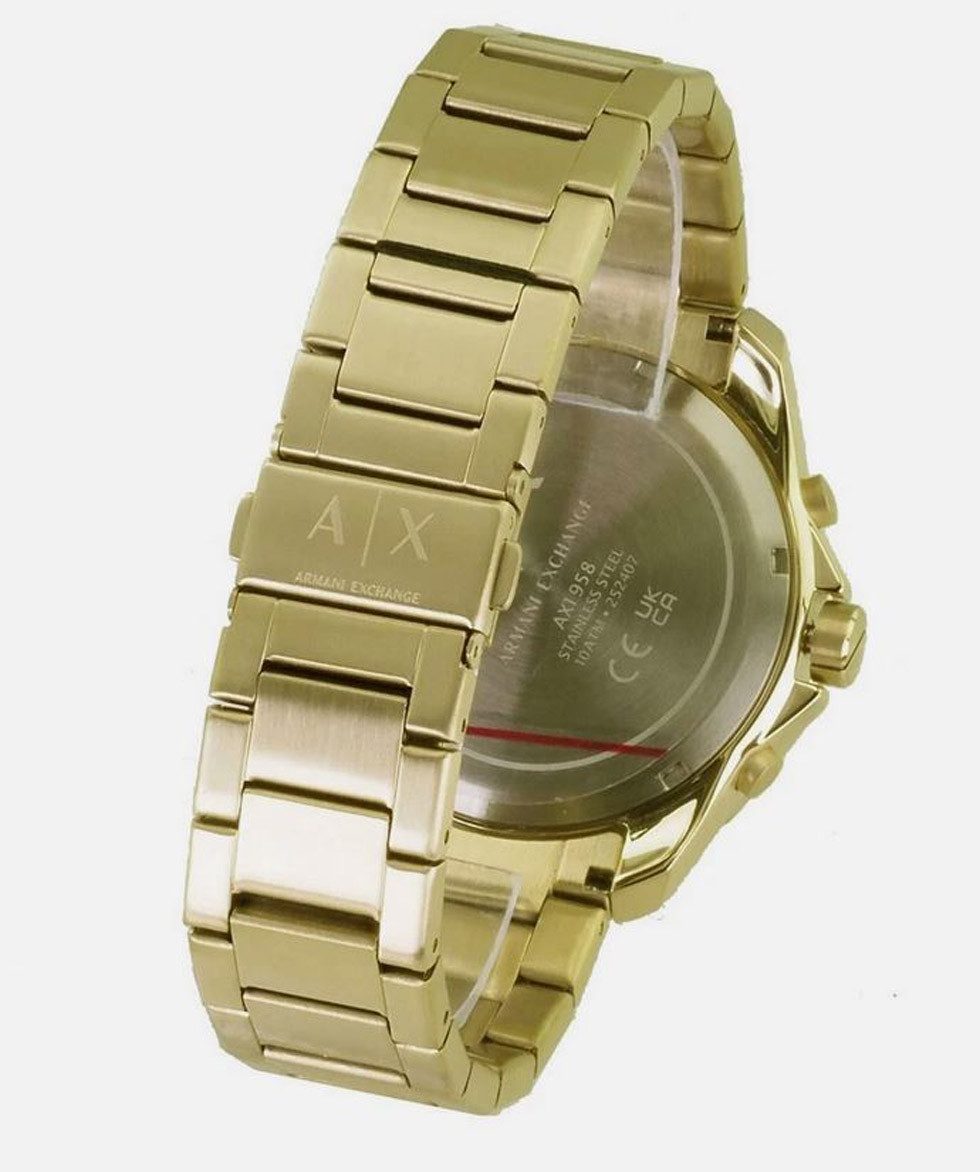 ARMANI EXCHANGE Quarzuhr Armani Exchange Herren Quarz Uhr Chrono 44 mm AX1958, (Gold)