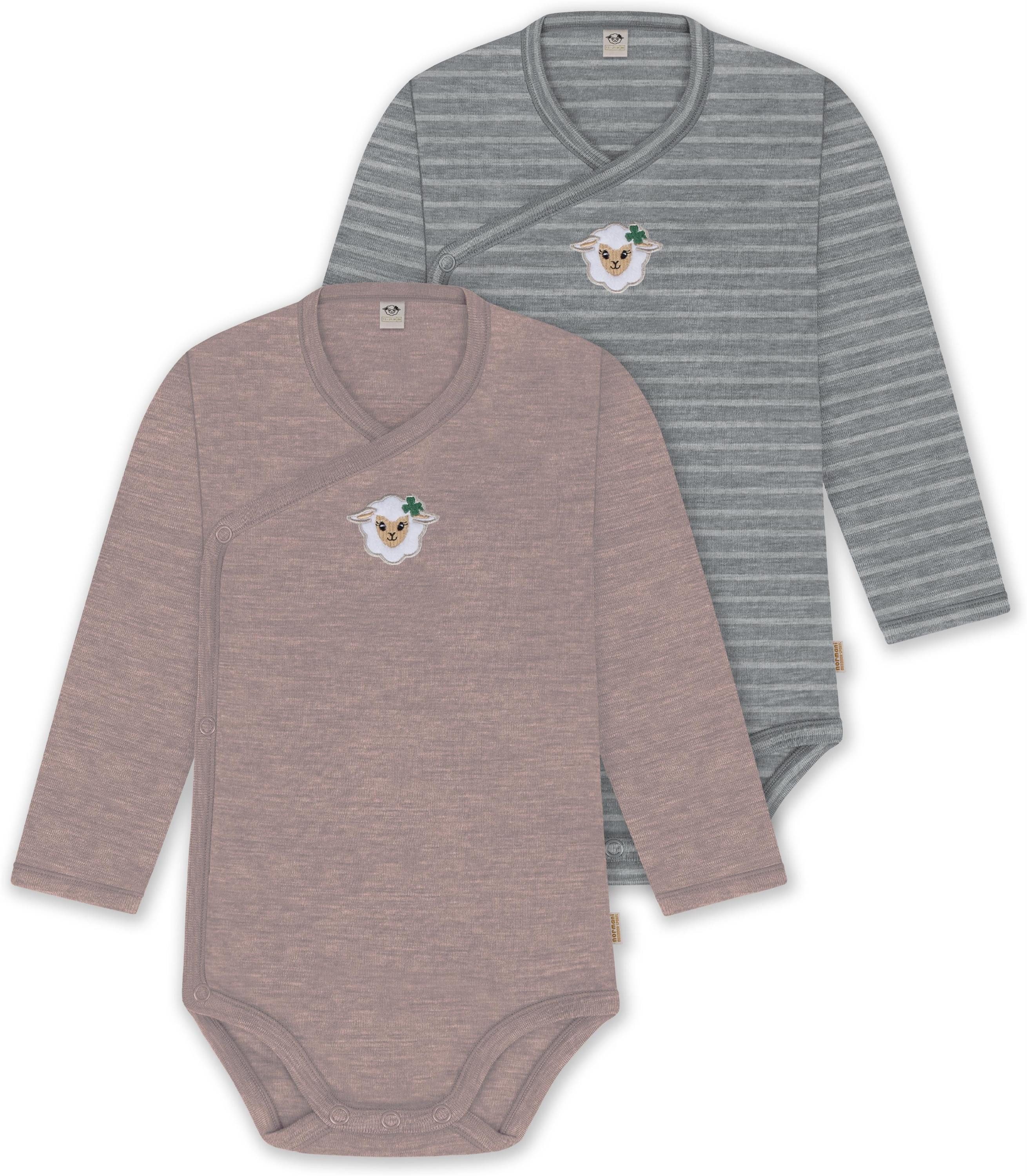 Langarmwickelbody 2er Pack Bio Baby-Body Langarm Wickelbody