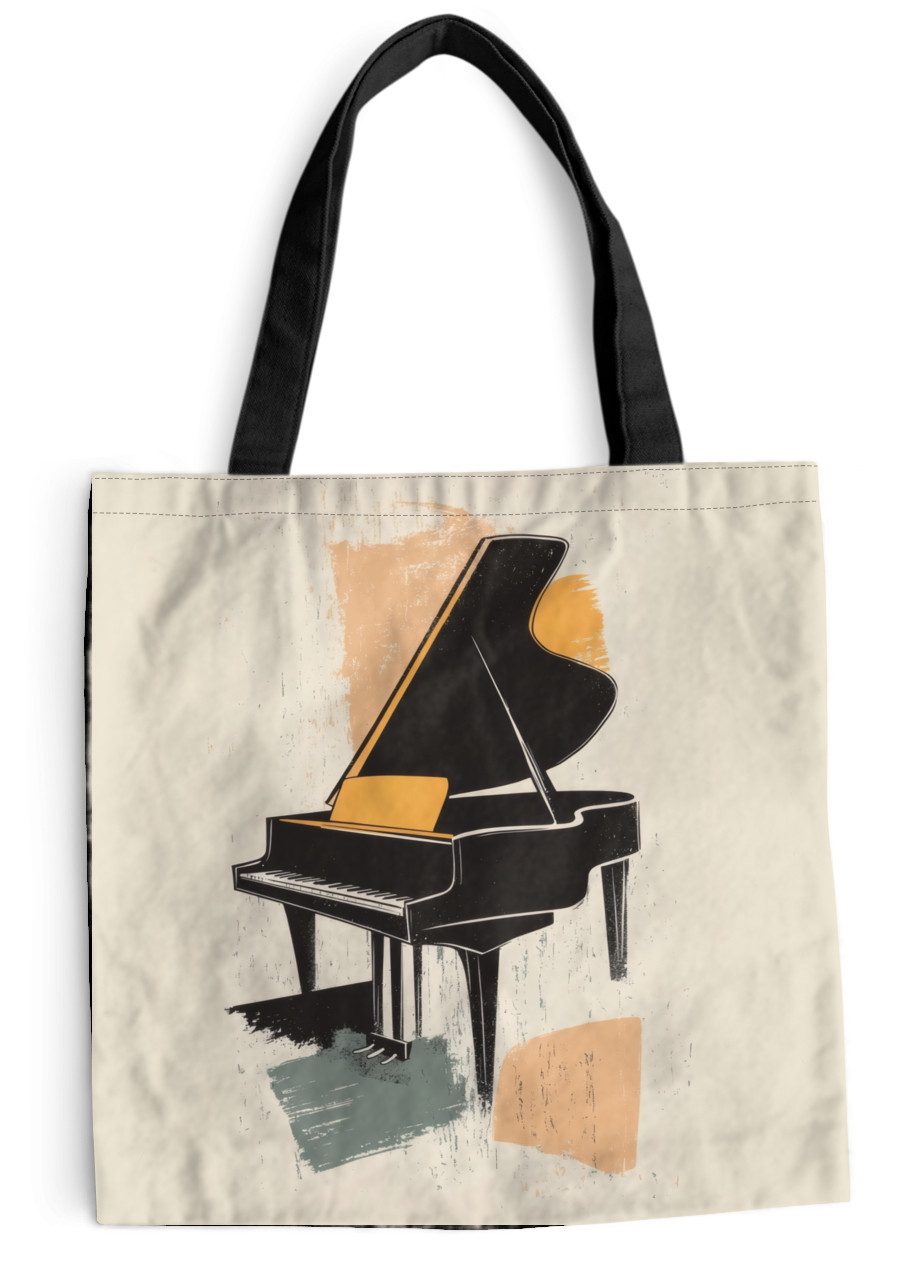 MuchoWow Shopper Flügel - Schwarz - Abstrakt - Illustration, Handtasche, Damen und Herren, Schultertasche, Umhängetasche, Tote Bag