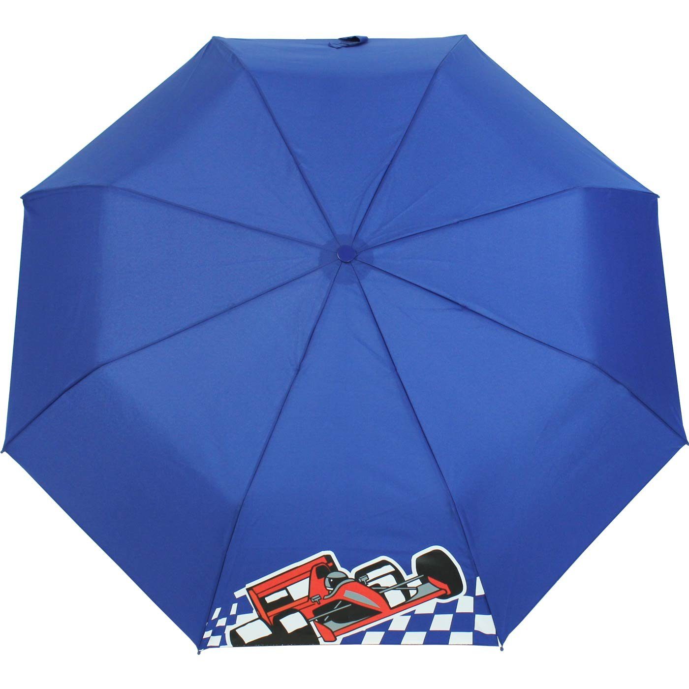 - den für Jungen Kinderschirm coolen leichter Kids derby Motiven Schule leicht Schirm Mini Schulweg mit ein Taschenregenschirm blau, car