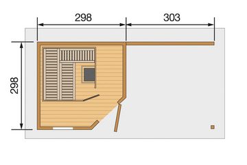 weka Saunahaus Salo, BxTxH: 646 x 338 x 237 cm, 68 mm, (Set) 7,5 kW Bio-Ofen mit digitaler Steuerung