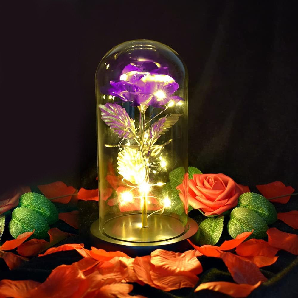 Kunstblume Künstliche Ewige Rose im Glas, günstig online kaufen