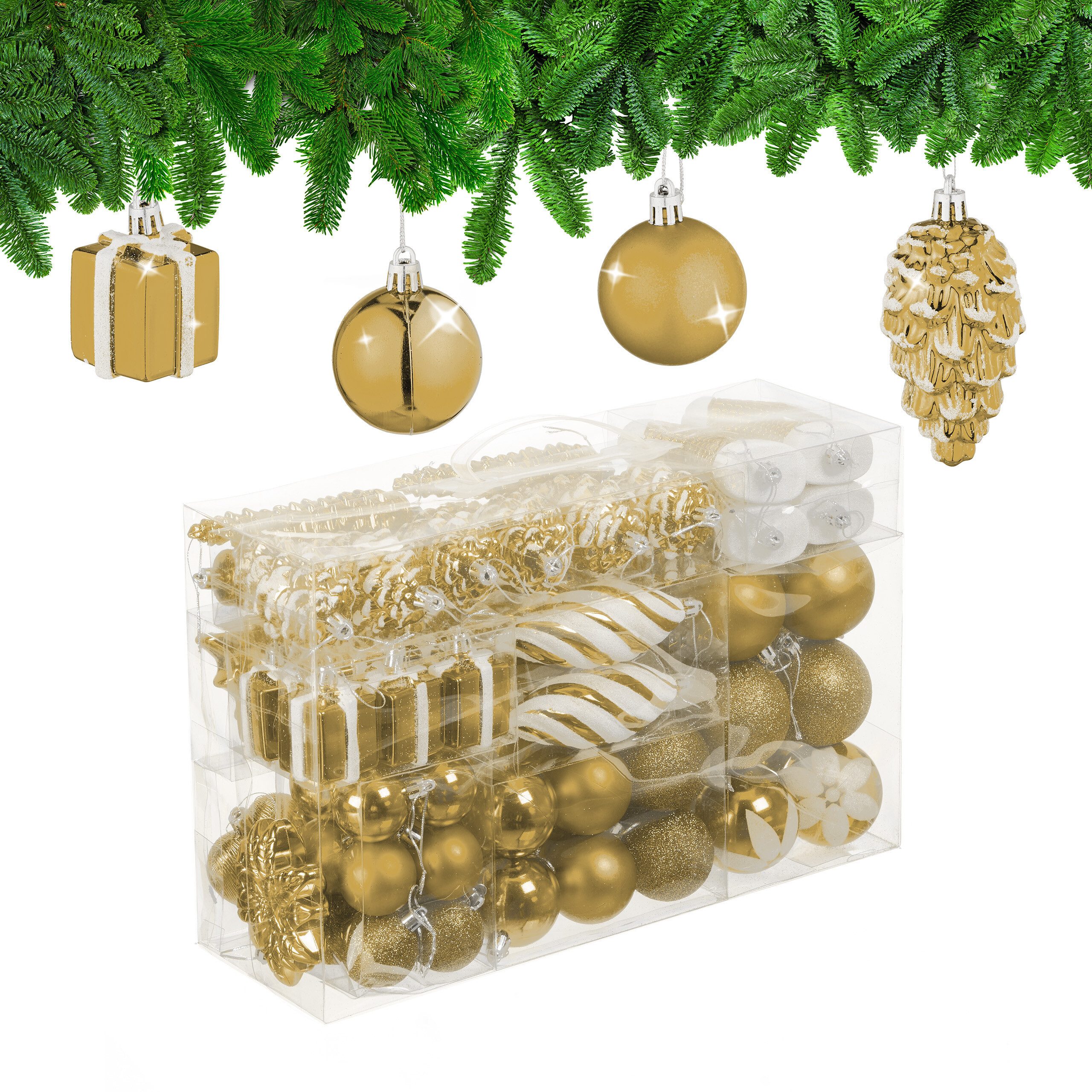 relaxdays Weihnachtsbaumkugel Новогодние шары im 72er Set, gold
