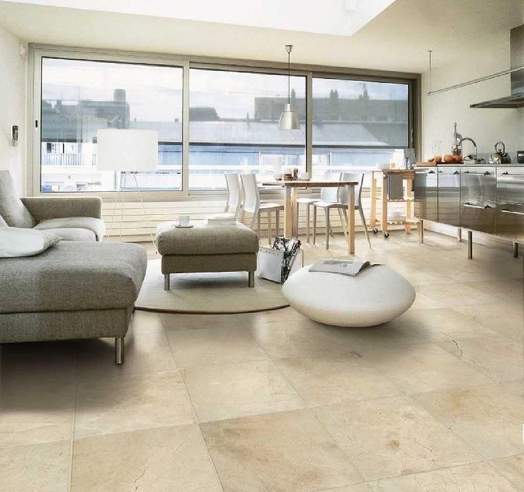 Xlmoebel Bodenfliese 60x60 25m² Premium Marmor Boden Naturstein Bodenbelag Wandfliesen, Marmor, Crema Marfil, Marmor Crema Marfil 25 m², Hergestellt in Europa