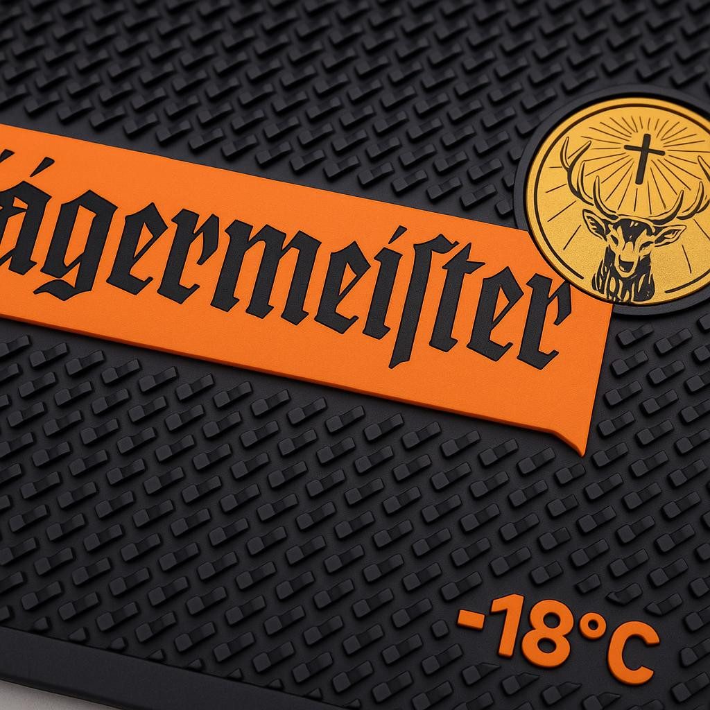 Jägermeister Barmatte Barmatte – Große rutschfeste Silikon-Barunterlage mit Logo 45 × 30 cm, 45 cm × 30 cm – extra große Arbeitsfläche
