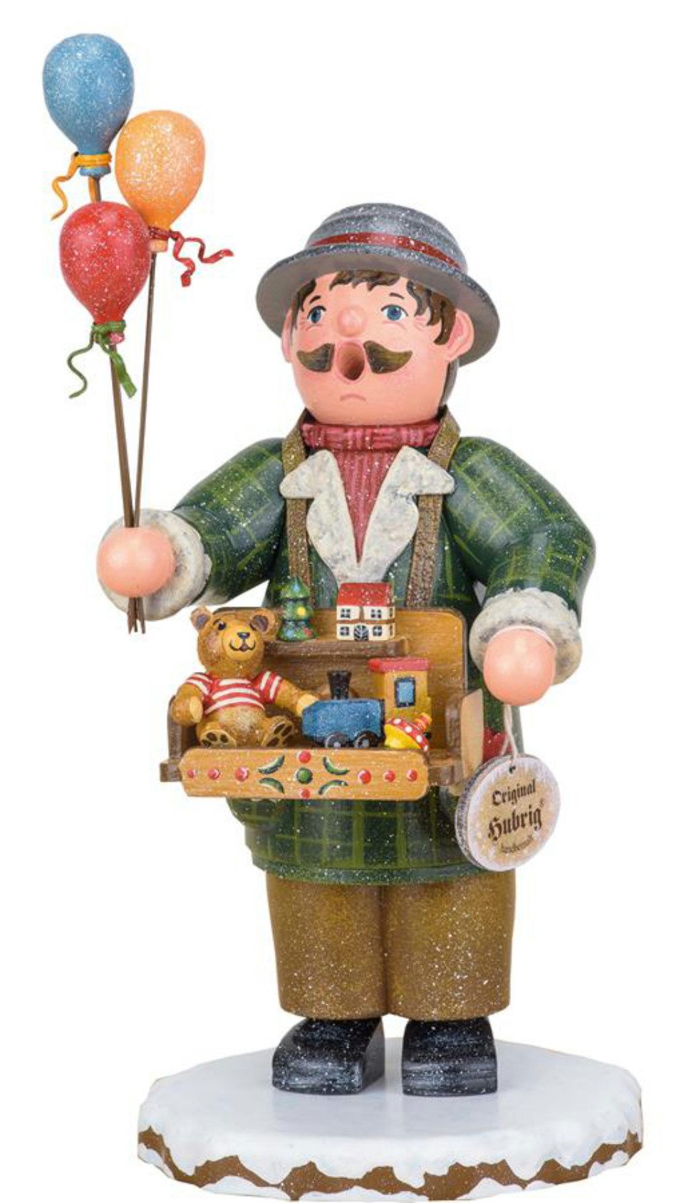 Hubrig Volkskunst Zschorlau Erzgebirge Räuchermännchen Hubrig Räuchermann Spielzeughändler, (1 St), Handarbeit aus dem Erzgebirge