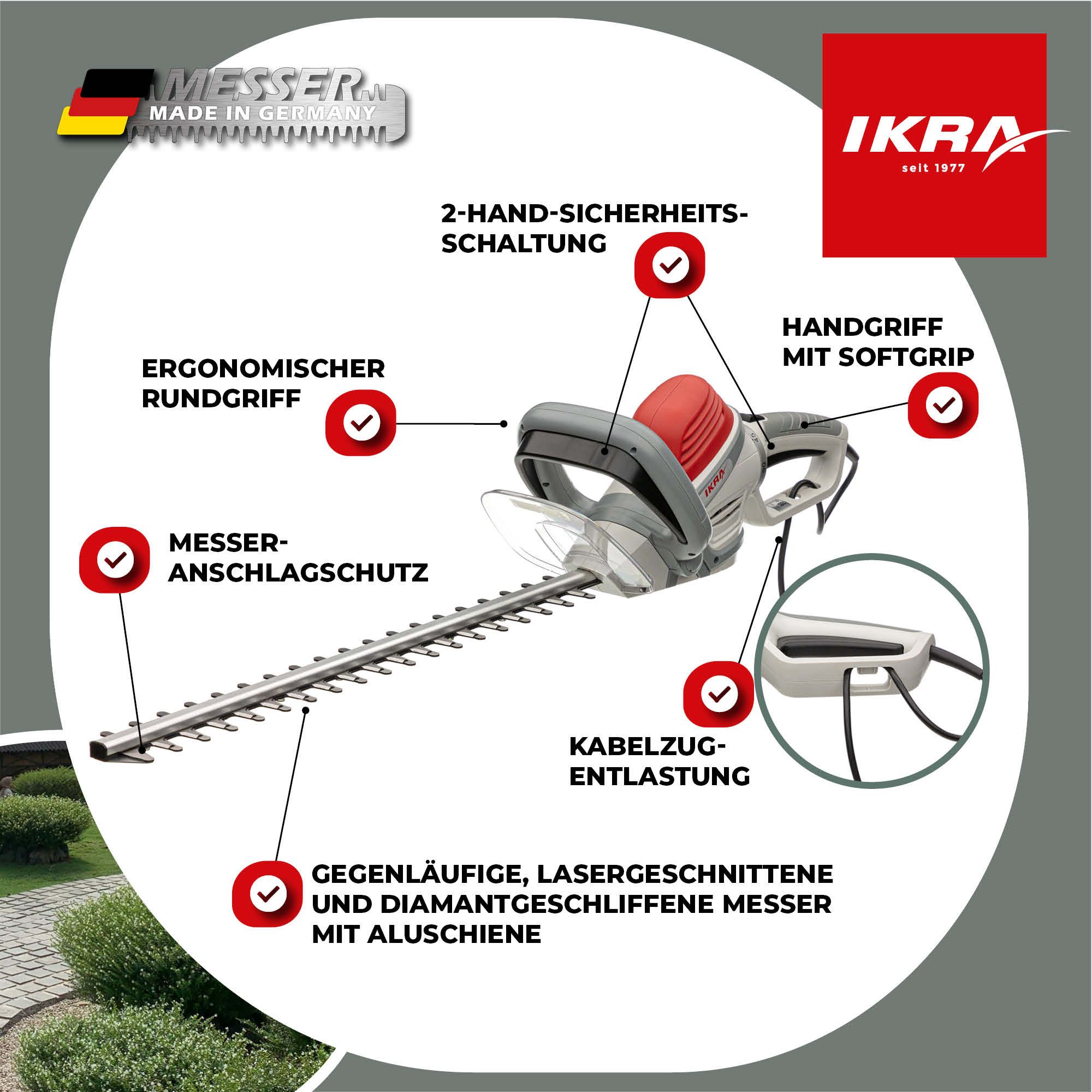ikra GmbH Elektro-Heckenschere IHS 650, 55 cm Schnittlänge, 22 mm Schnittstärke