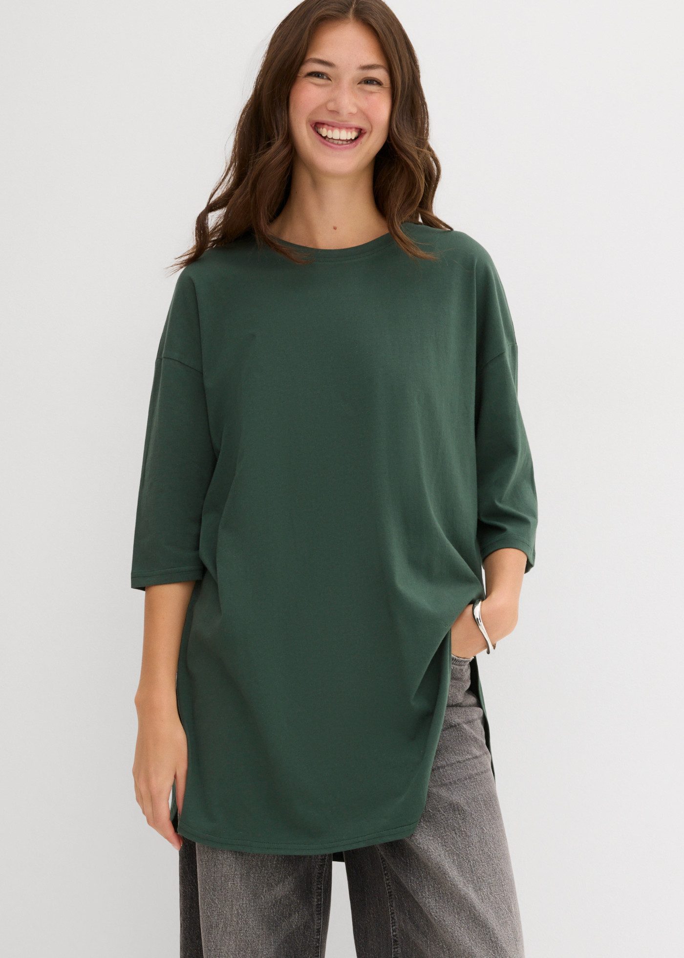 bonprix Oversize-Shirt mit Seitenschlitzen, aus Baumwolle
