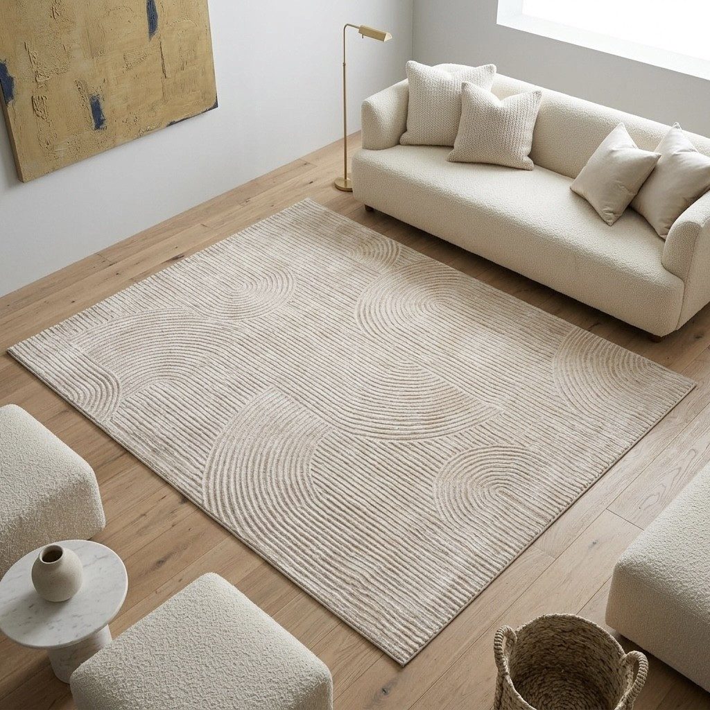 Sehrazat Teppich Moda 1100, auch als Läufer, rechteckig, Höhe: 11 mm, Kurzflor, grafisches Hoch Tief Muster, Wohnzimmer