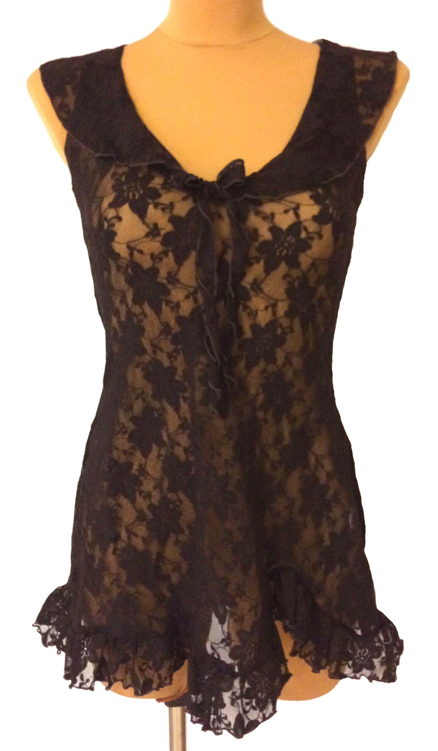 Vanilla night&day Negligé (Set, 1-tlg., 1-teilig) Damen Spitzen-Hemdchen Blumenmuster Voilant